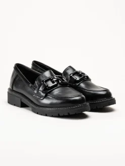 Jana - Svarta loafers i skinnimitation