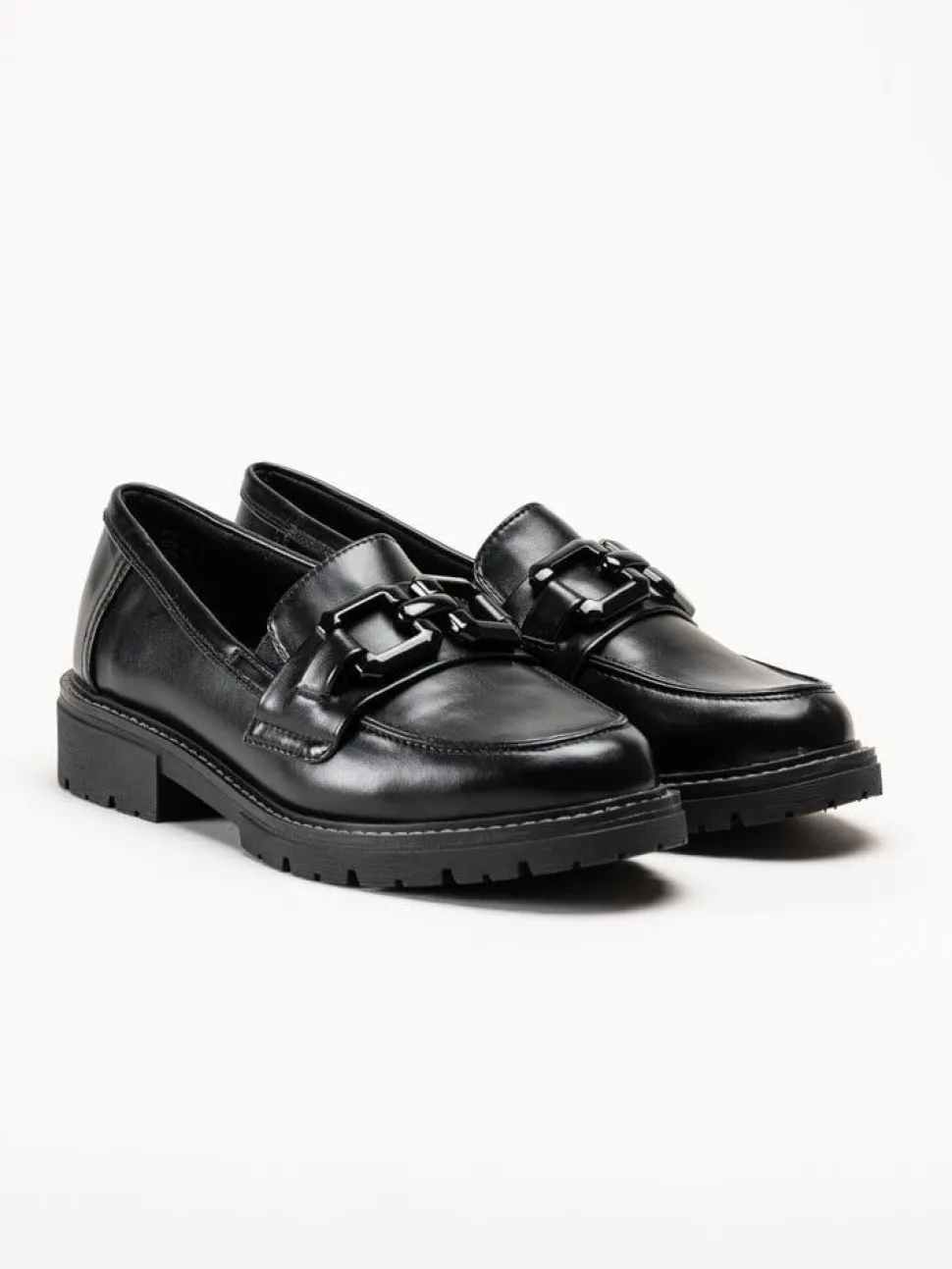 Jana - Svarta loafers i skinnimitation