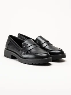 Jana - Svarta loafers i skinnimitation