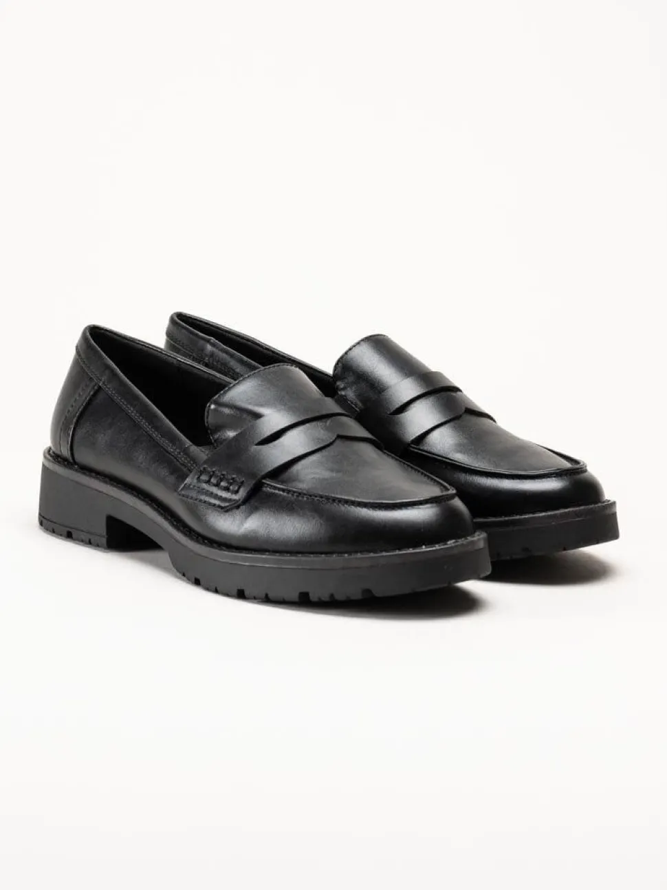 Jana - Svarta loafers i skinnimitation