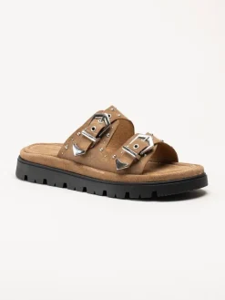 Johnny Bulls - Ljusbruna slip in sandaler i mocka