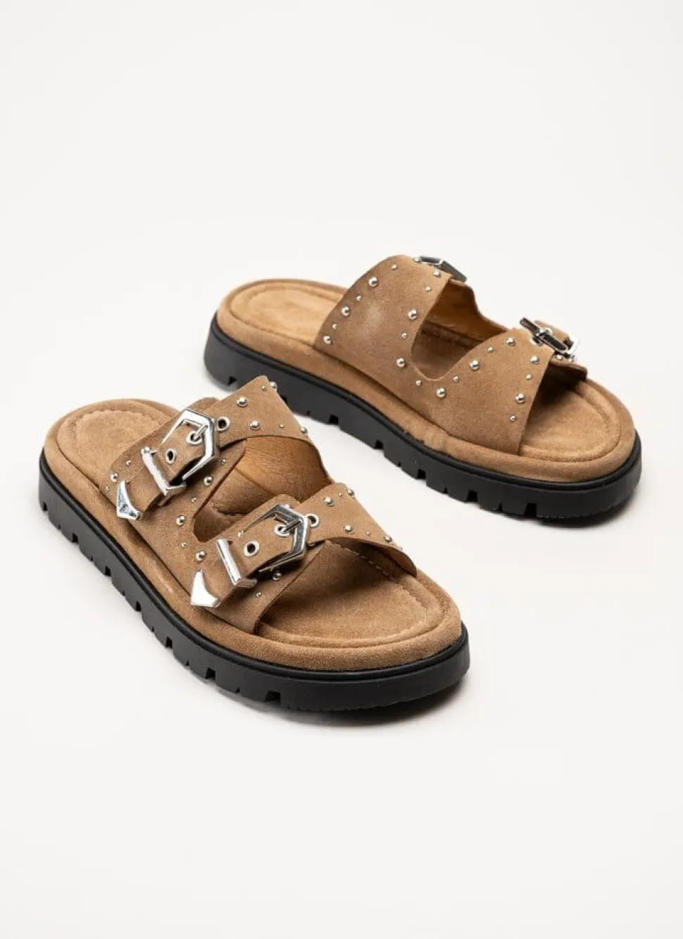 Johnny Bulls - Ljusbruna slip in sandaler i mocka