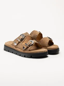 Johnny Bulls - Ljusbruna slip in sandaler i mocka