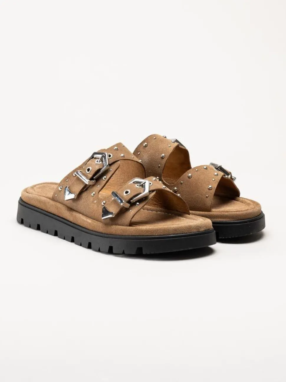 Johnny Bulls - Ljusbruna slip in sandaler i mocka