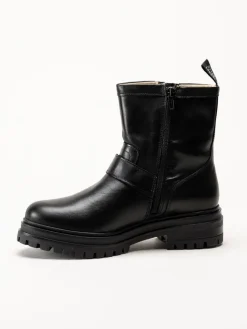Johnny Bulls - Svarta bikerboots i skinn