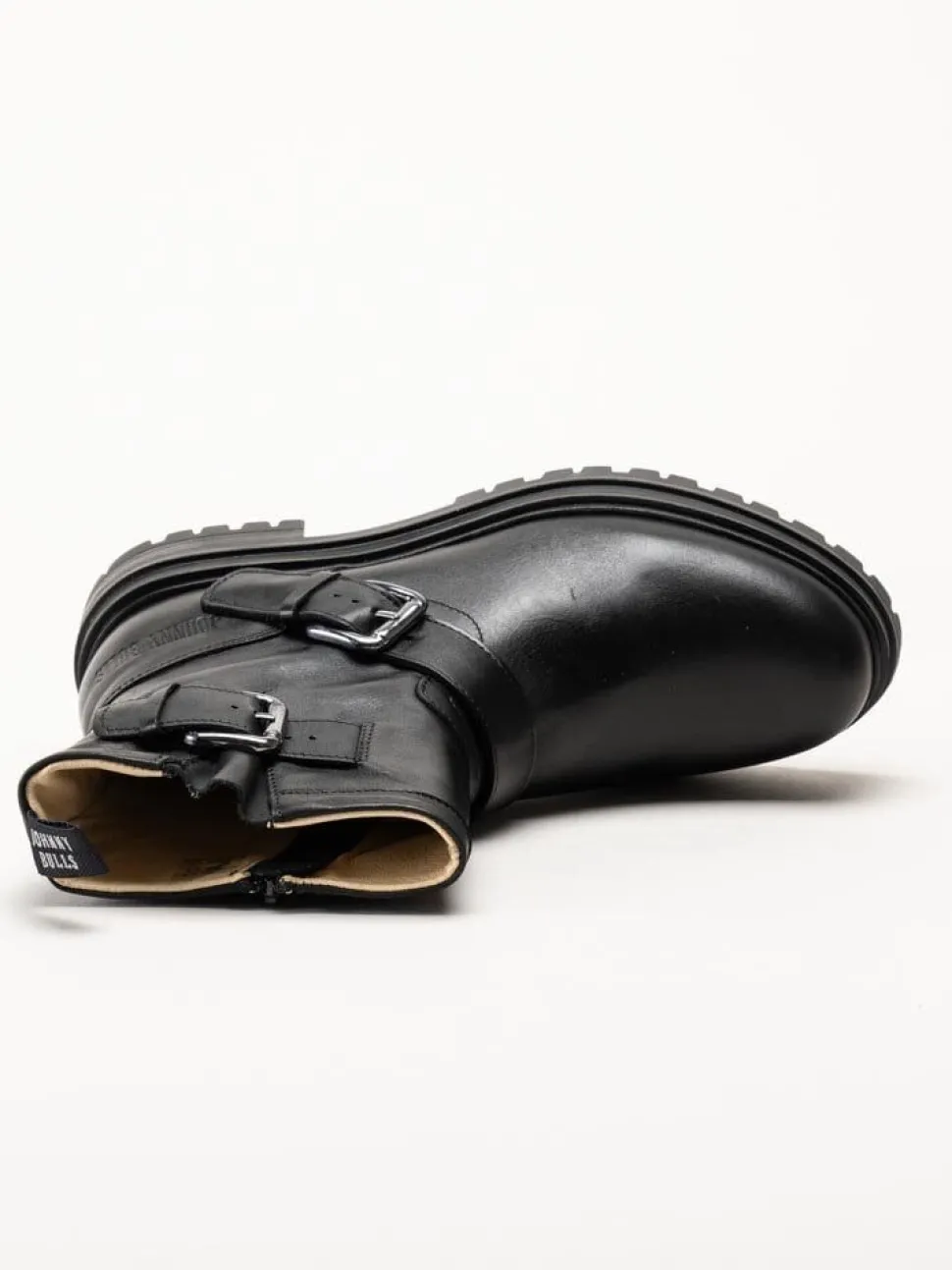 Johnny Bulls - Svarta bikerboots i skinn