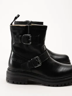 Johnny Bulls - Svarta bikerboots i skinn