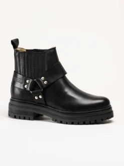 Johnny Bulls - Svarta bikerboots i skinn