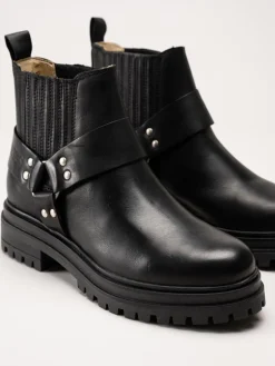 Johnny Bulls - Svarta bikerboots i skinn