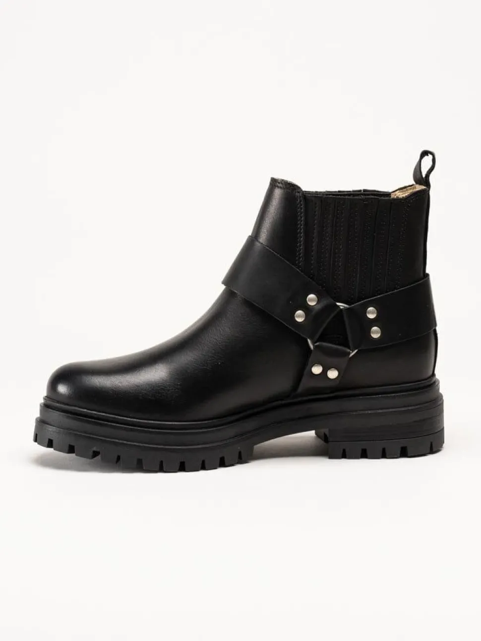 Johnny Bulls - Svarta bikerboots i skinn
