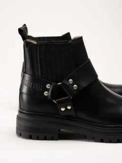 Johnny Bulls - Svarta bikerboots i skinn
