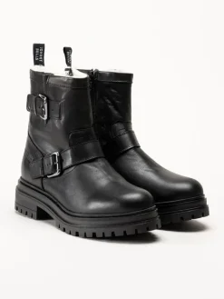 Johnny Bulls - Svarta ullfodrade boots i skinn