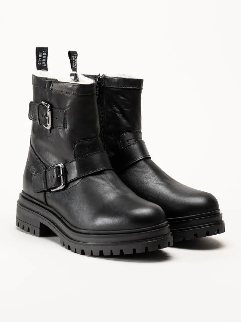 Johnny Bulls - Svarta ullfodrade boots i skinn