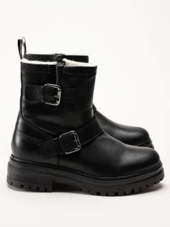 Johnny Bulls - Svarta ullfodrade boots i skinn