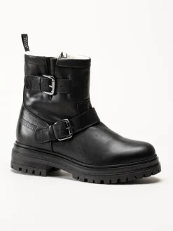 Johnny Bulls - Svarta ullfodrade boots i skinn