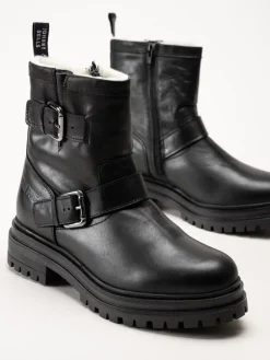 Johnny Bulls - Svarta ullfodrade boots i skinn