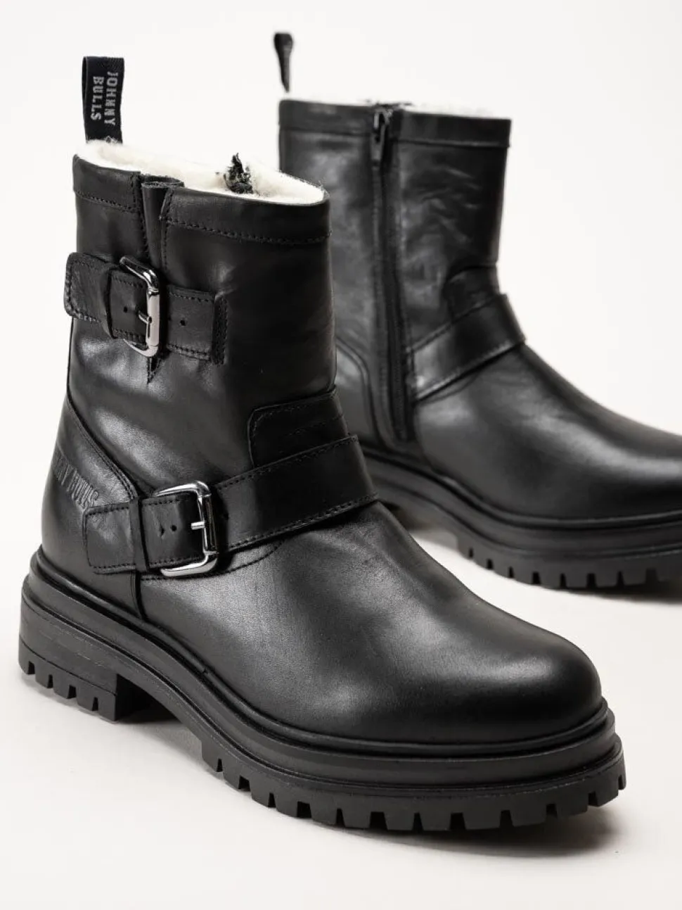 Johnny Bulls - Svarta ullfodrade boots i skinn