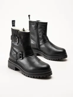 Johnny Bulls - Svarta ullfodrade boots i skinn