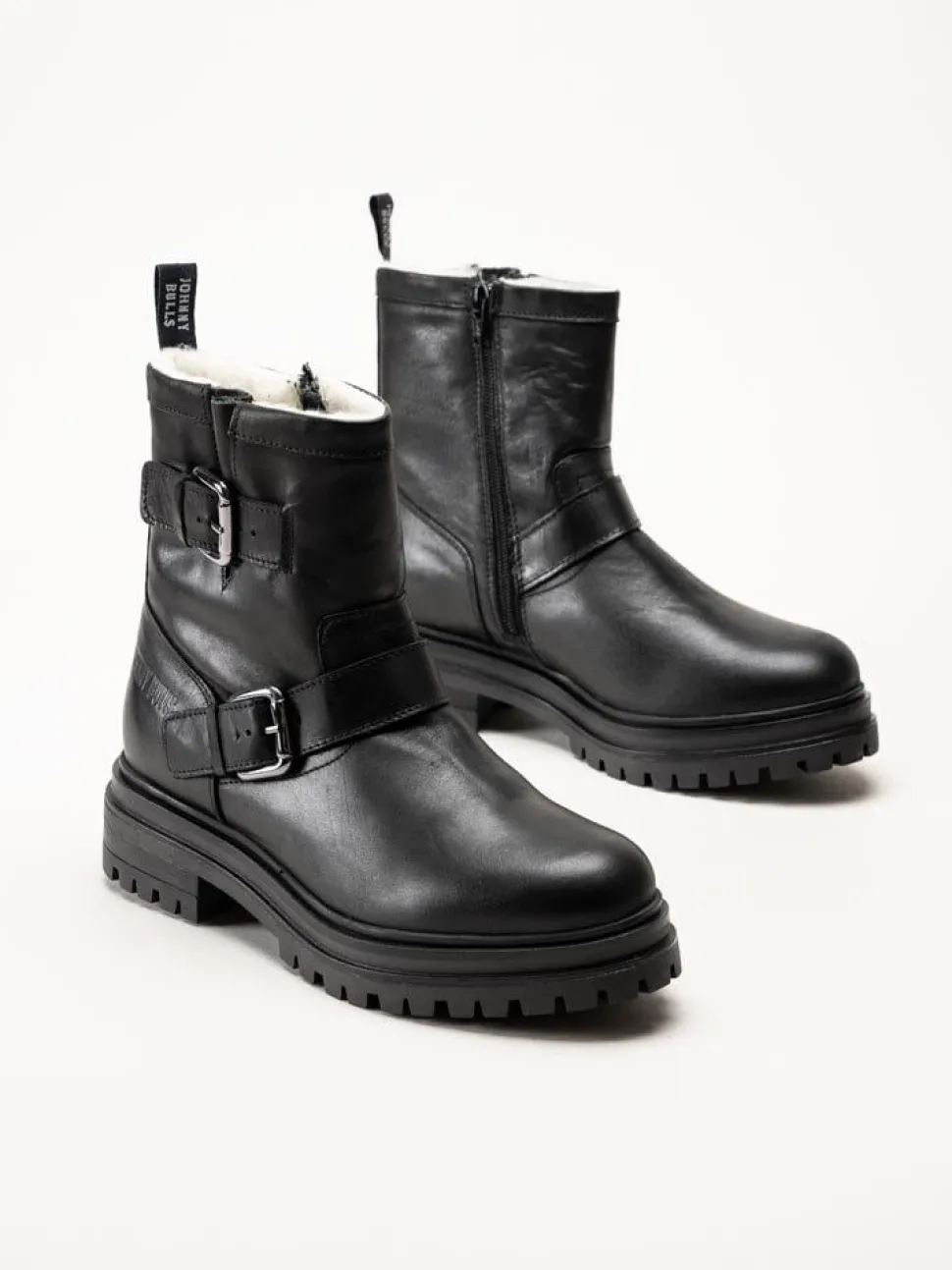 Johnny Bulls - Svarta ullfodrade boots i skinn