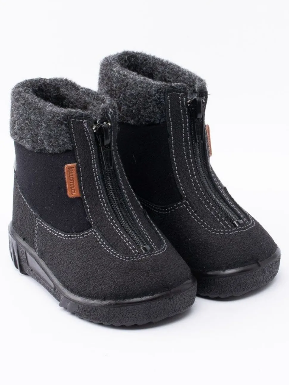 Kuoma - Baby Fleece Collar - Svarta ullfodrade vinterkängor