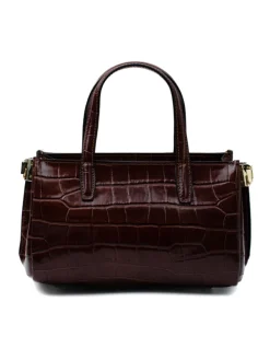 Latalia - Ancona bag croco - Brun blank väska med krokoprägling