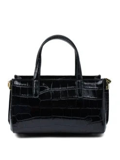 Latalia - Ancona bag croco - Svart blank väska med krokoprägling