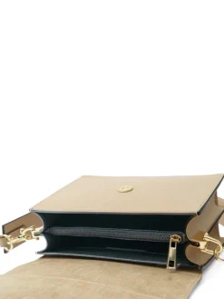 Latalia - Atri - Beige elegant axelväska boxmodell i skinn