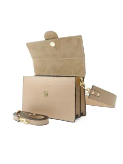 Latalia - Atri - Beige elegant axelväska boxmodell i skinn