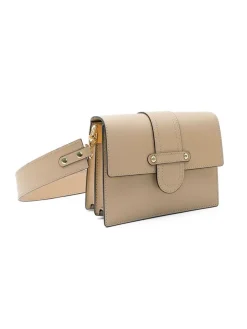 Latalia - Atri - Beige elegant axelväska boxmodell i skinn