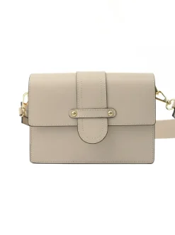 Latalia - Atri - Ljusbeige elegant axelväska boxmodell i skinn
