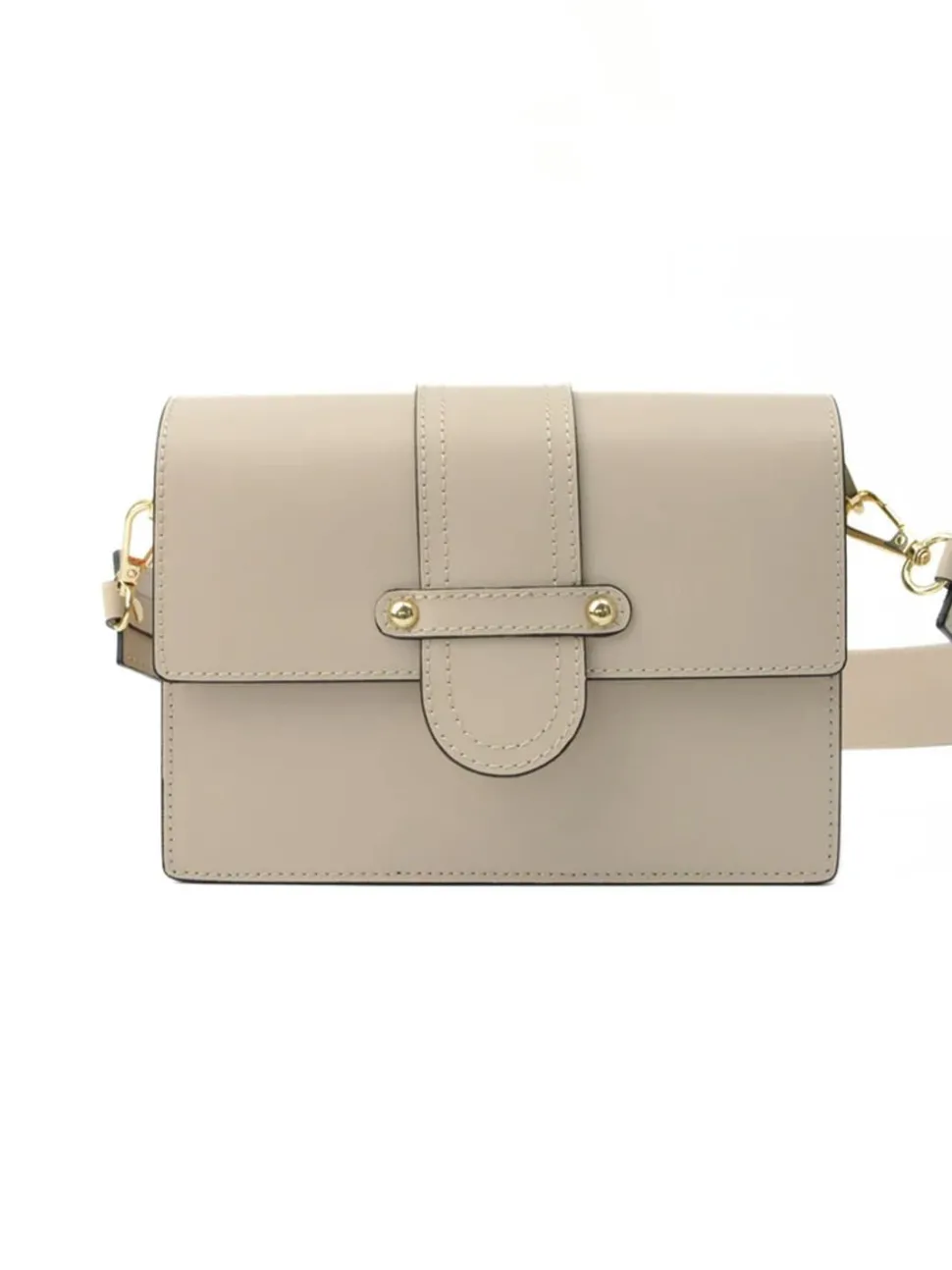 Latalia - Atri - Ljusbeige elegant axelväska boxmodell i skinn