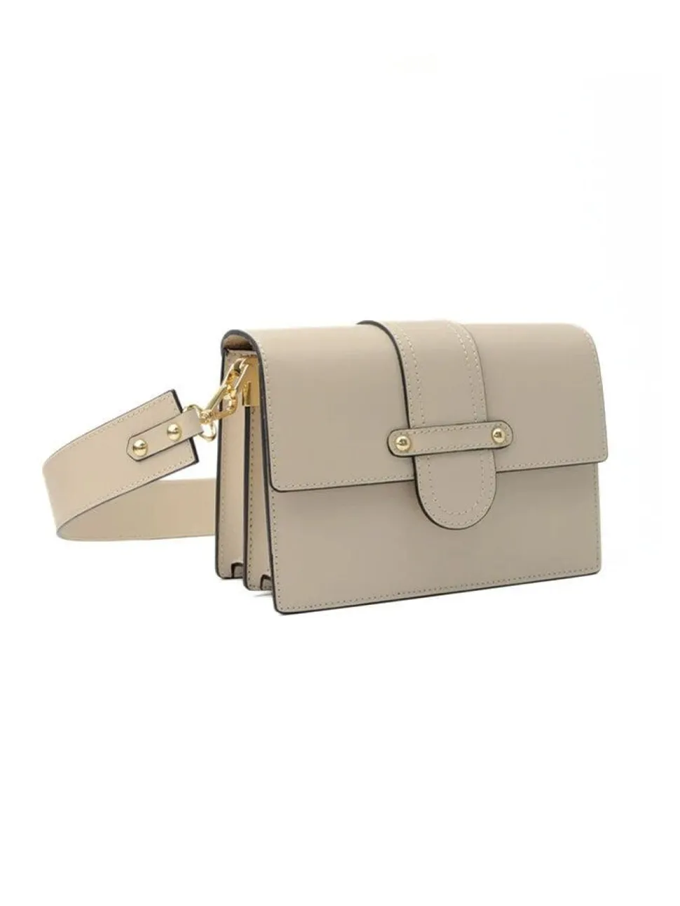 Latalia - Atri - Ljusbeige elegant axelväska boxmodell i skinn