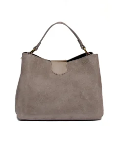 Latalia - Novara Suede - Grå-beige handväska mocka