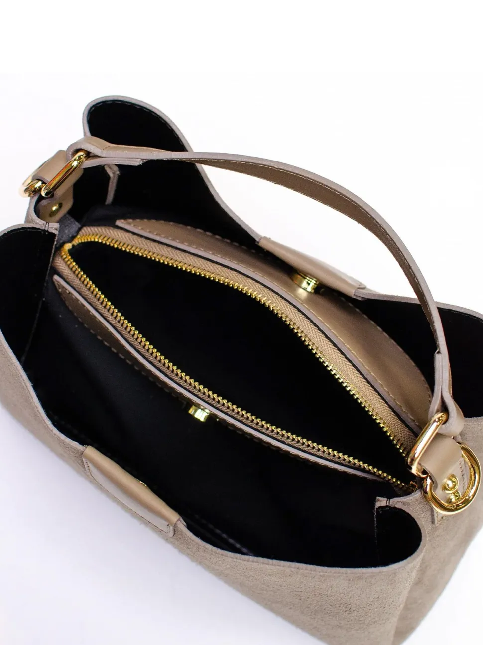 Latalia - Novara Suede - Grå-beige handväska mocka