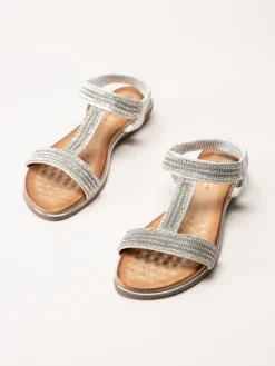 Lunar - 246ESTA - Silver strassandaler med T-sleif