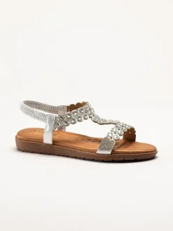 Lunar - Silvriga sandaler med strass-stenar