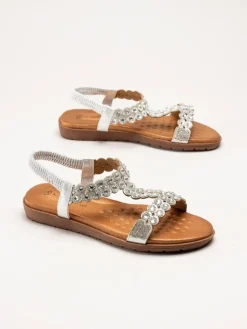 Lunar - Silvriga sandaler med strass-stenar