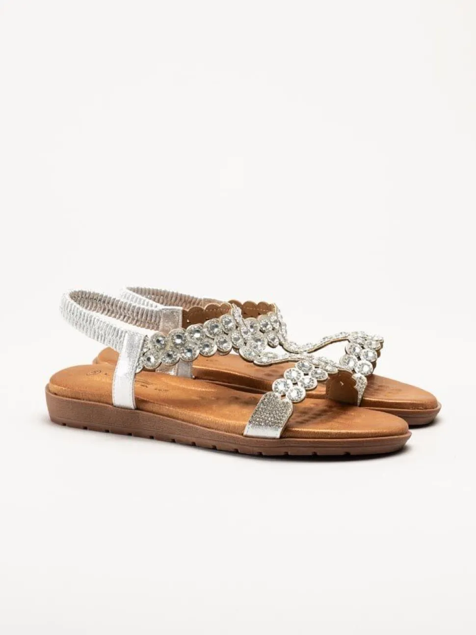 Lunar - Silvriga sandaler med strass-stenar