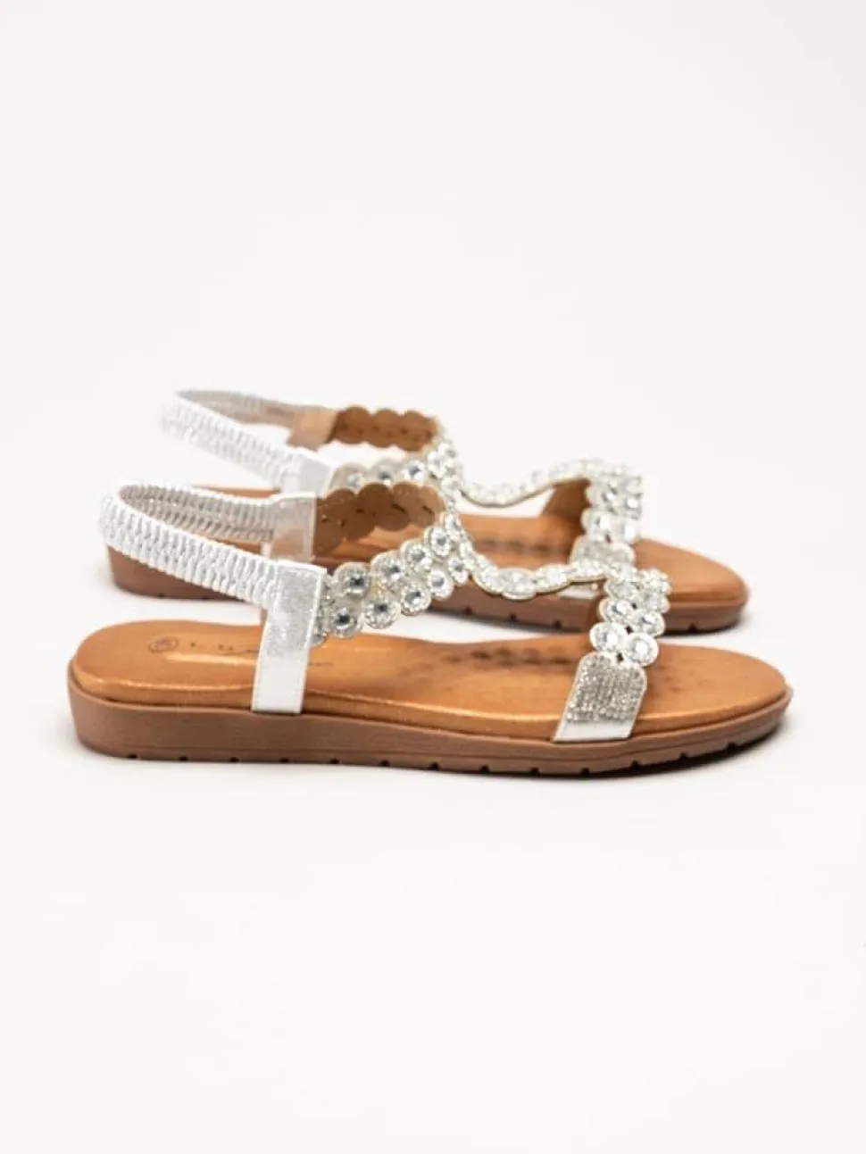 Lunar - Silvriga sandaler med strass-stenar