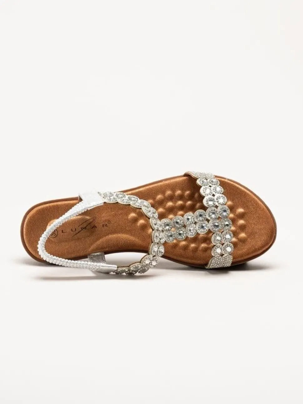 Lunar - Silvriga sandaler med strass-stenar
