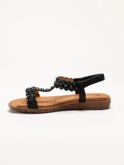 Lunar - Svarta sandaler med strass-stenar