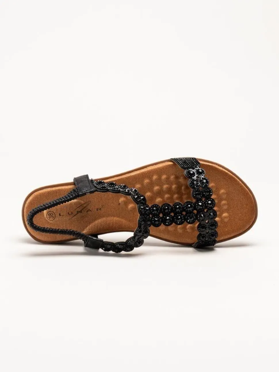 Lunar - Svarta sandaler med strass-stenar