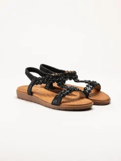 Lunar - Svarta sandaler med strass-stenar