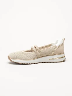 Marco Tozzi - Beige ballerinaskor i mesh