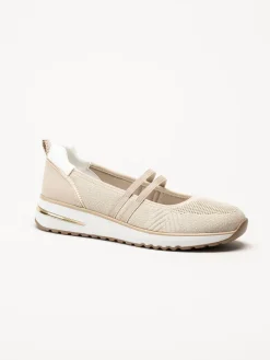 Marco Tozzi - Beige ballerinaskor i mesh