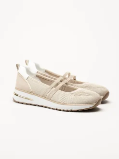 Marco Tozzi - Beige ballerinaskor i mesh