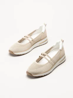 Marco Tozzi - Beige ballerinaskor i mesh