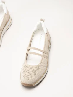 Marco Tozzi - Beige ballerinaskor i mesh