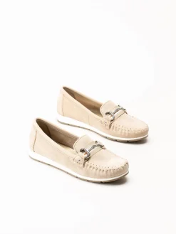 Marco Tozzi - Beige loafers i mocka
