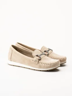 Marco Tozzi - Beige loafers i mocka